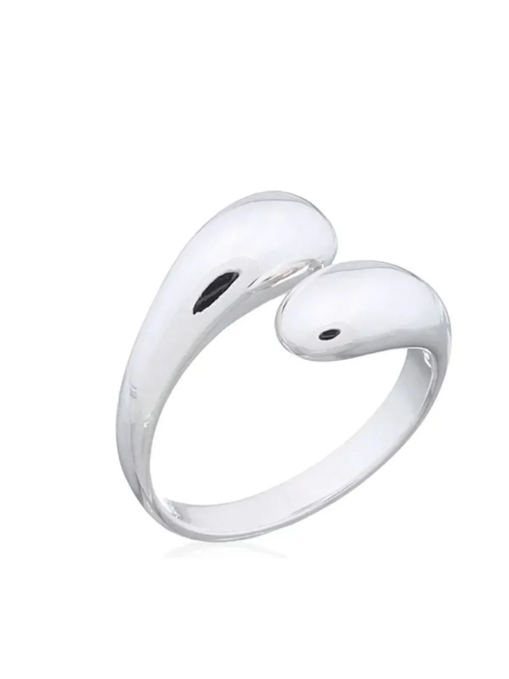 Silver Plated Adjustable Minimalist Drop Band Jewelry Rings